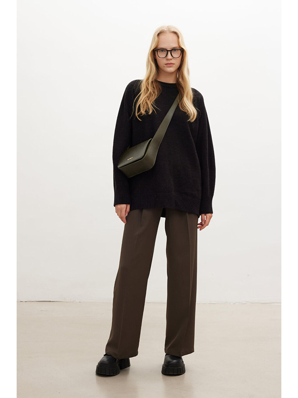 Geniş Celi Kare Deri Çanta Haki-2