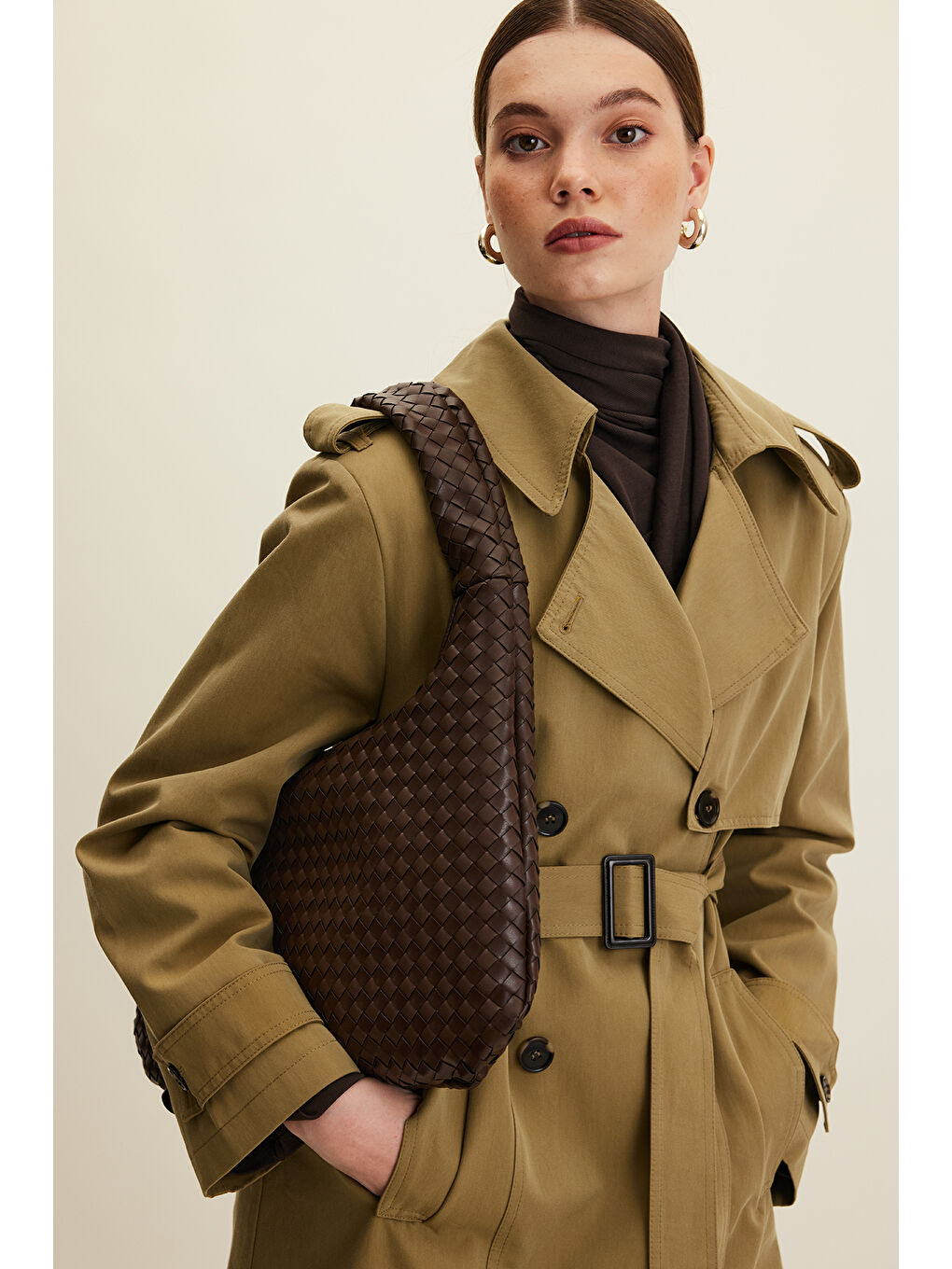 Kahverengi Frances Örgü Büyük Çanta Acı Kahve-3