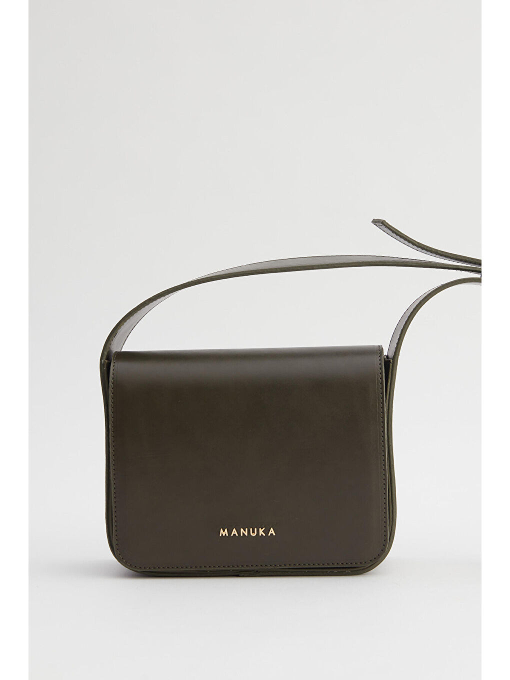 Geniş Celi Kare Deri Çanta Haki-4