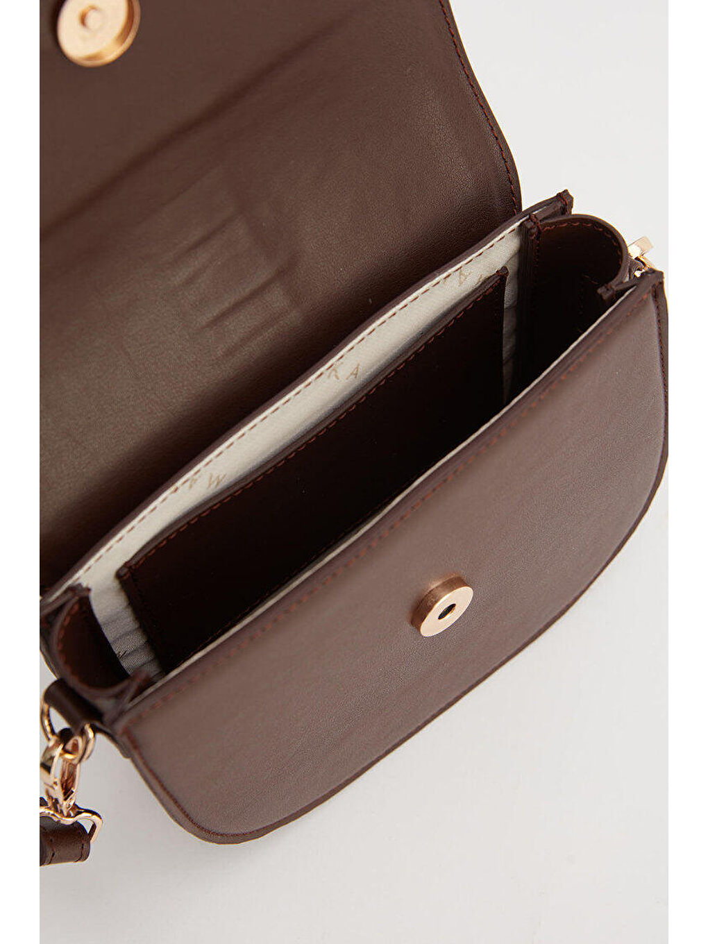 Kanvas Detaylı Tokalı Çanta Kahverengi-5