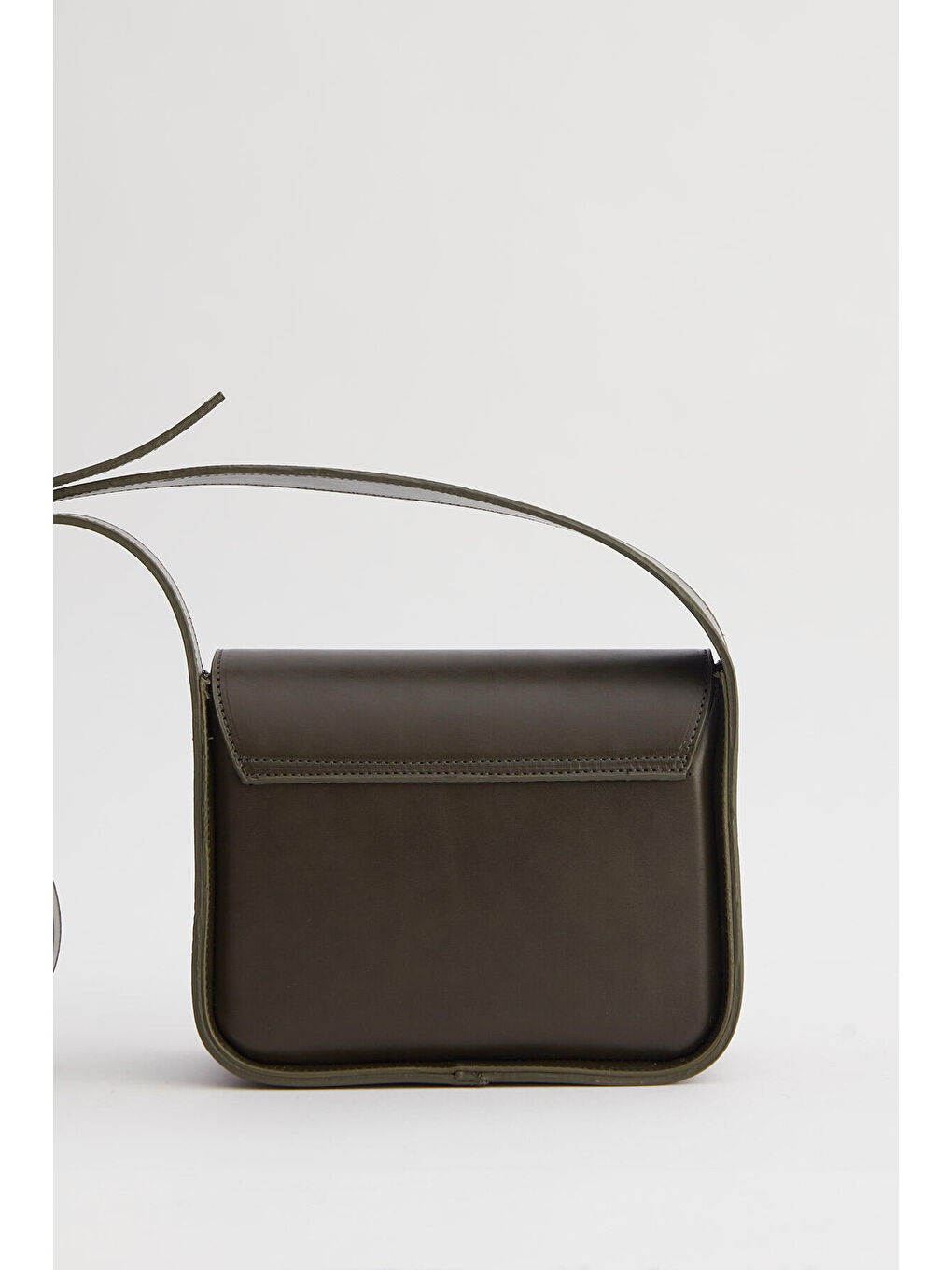 Geniş Celi Kare Deri Çanta Haki-7