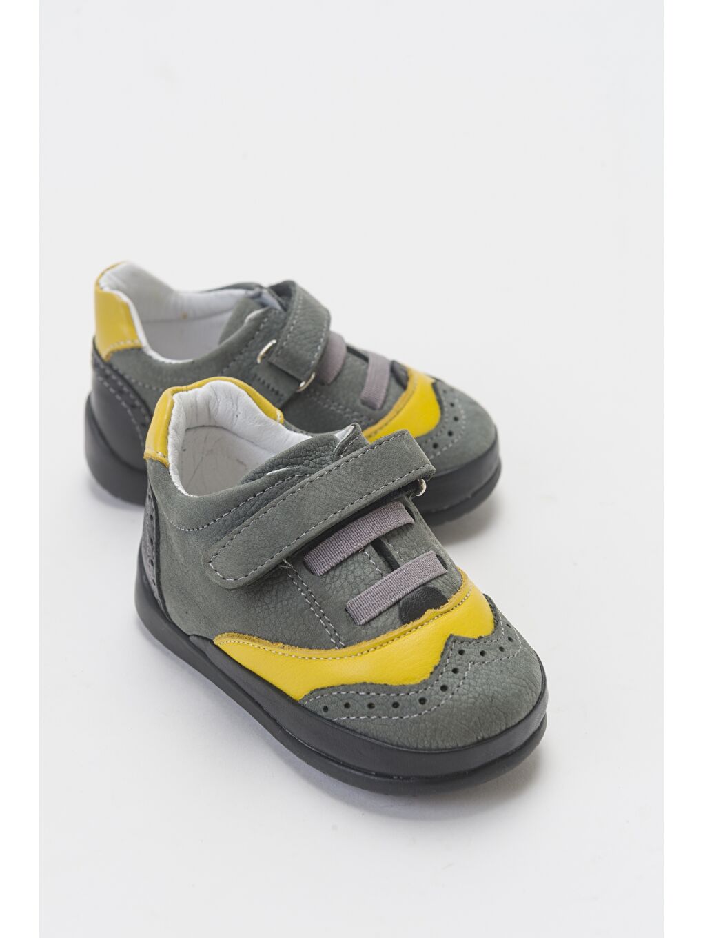 Erkek Çocuk Gri Hakiki Deri İlk Adım Günlük Ayakkabı-1