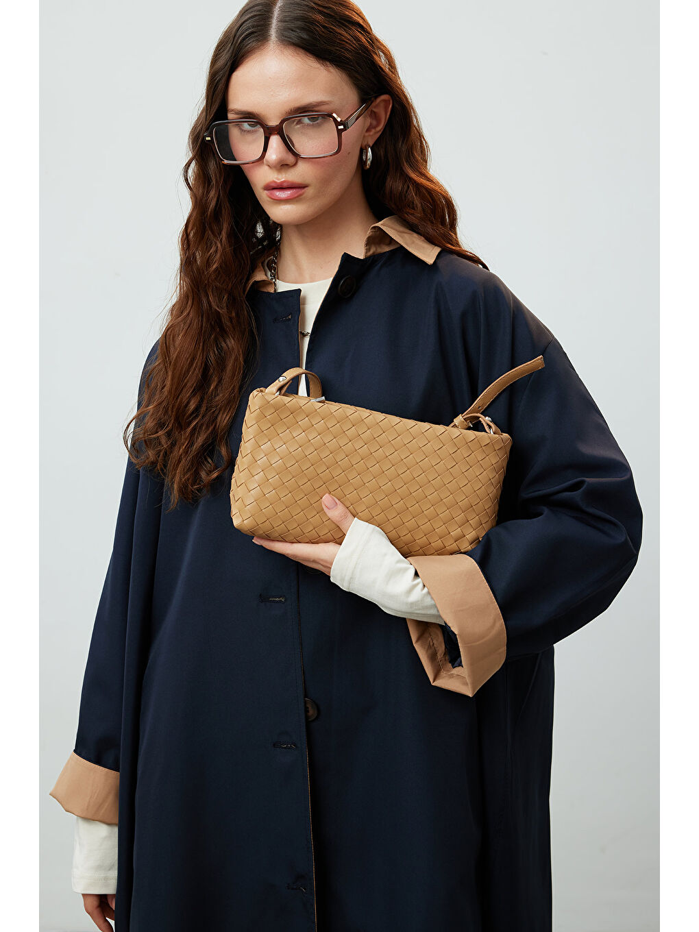 Kahverengi Frances Örgü Baget Çanta Sütlü Kahve-1