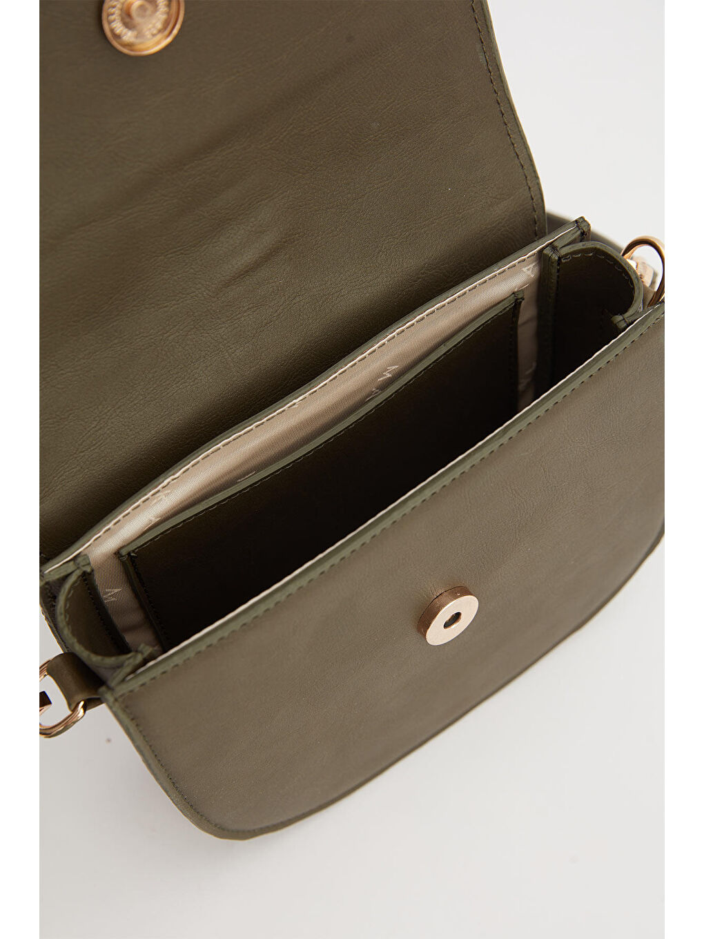 Kanvas Detaylı Tokalı Çanta Haki-4