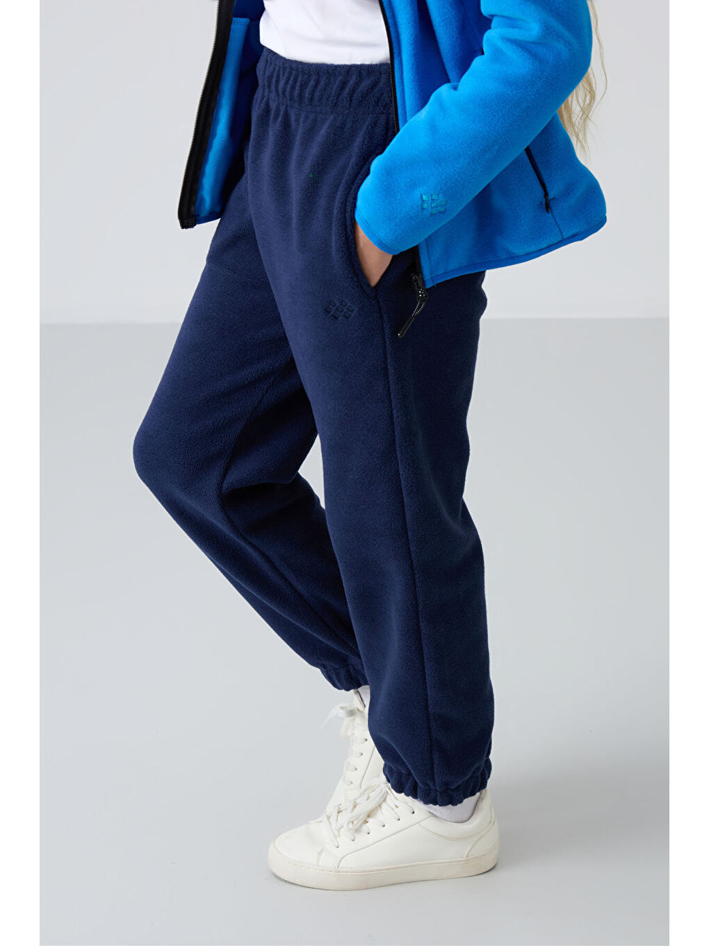 Standart Fit 2li Paket İndigo-Bej Kız Çocuk Eşofman Alt - 75155-3