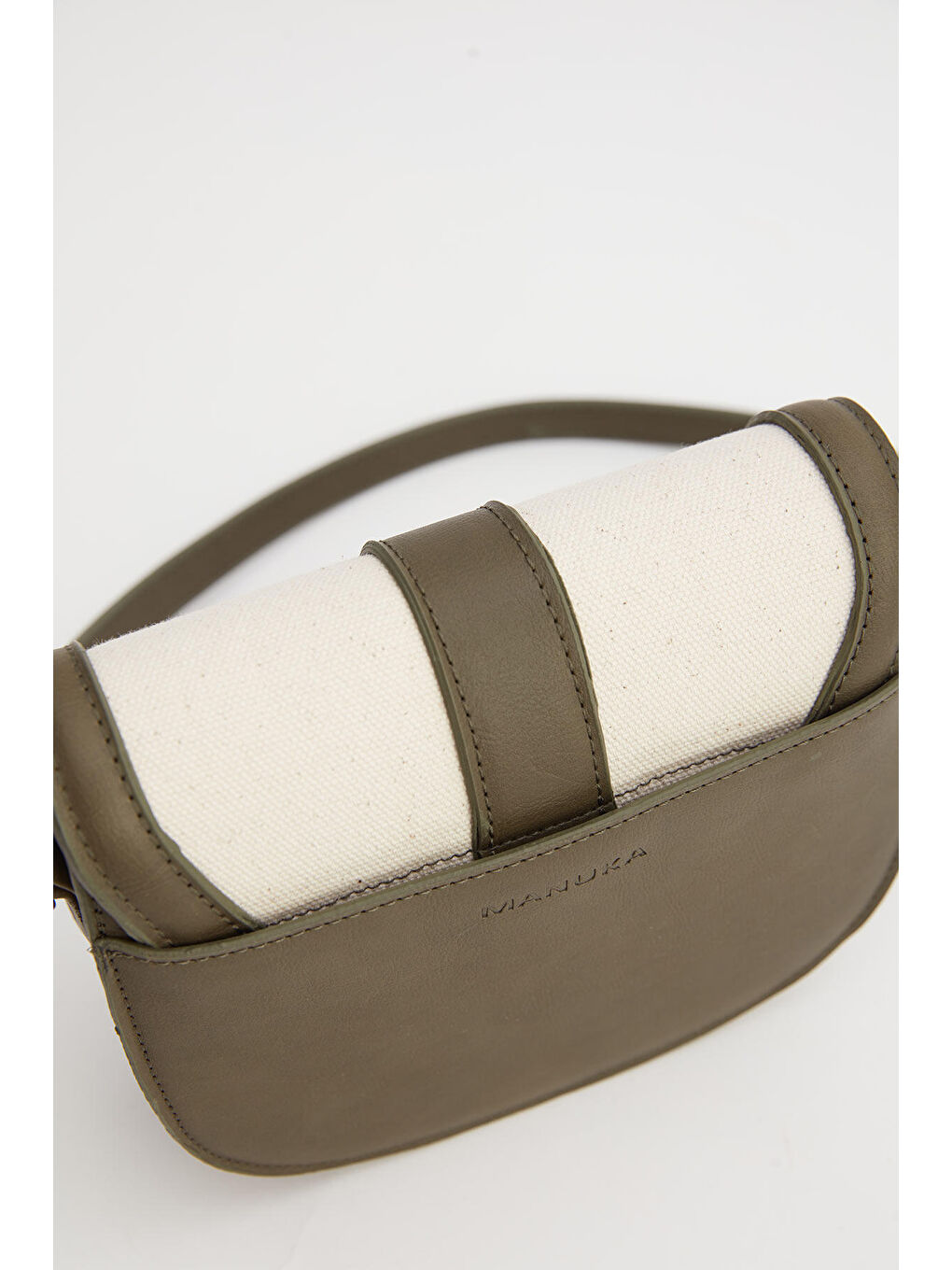 Kanvas Detaylı Tokalı Çanta Haki-5