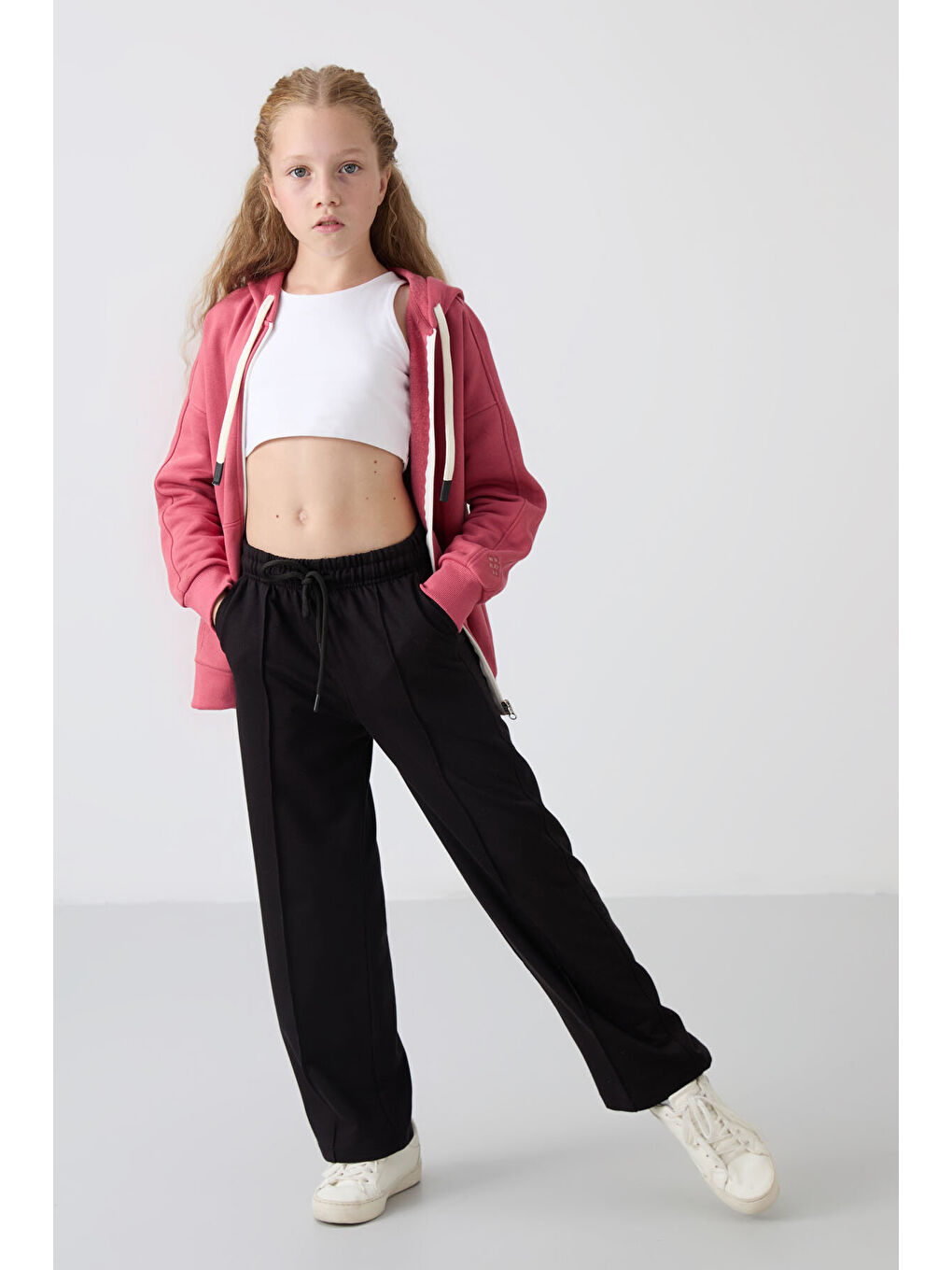 Standart Fit 2li Paket Siyah-Kar Melanj Kız Çocuk Eşofman Alt -75144-1