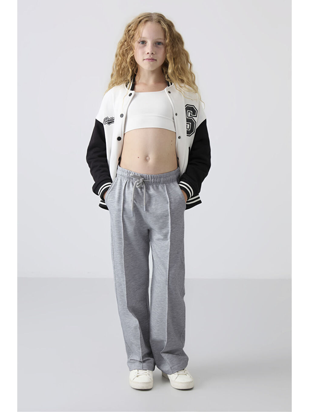 Standart Fit 2li Paket Siyah-Kar Melanj Kız Çocuk Eşofman Alt -75144-2