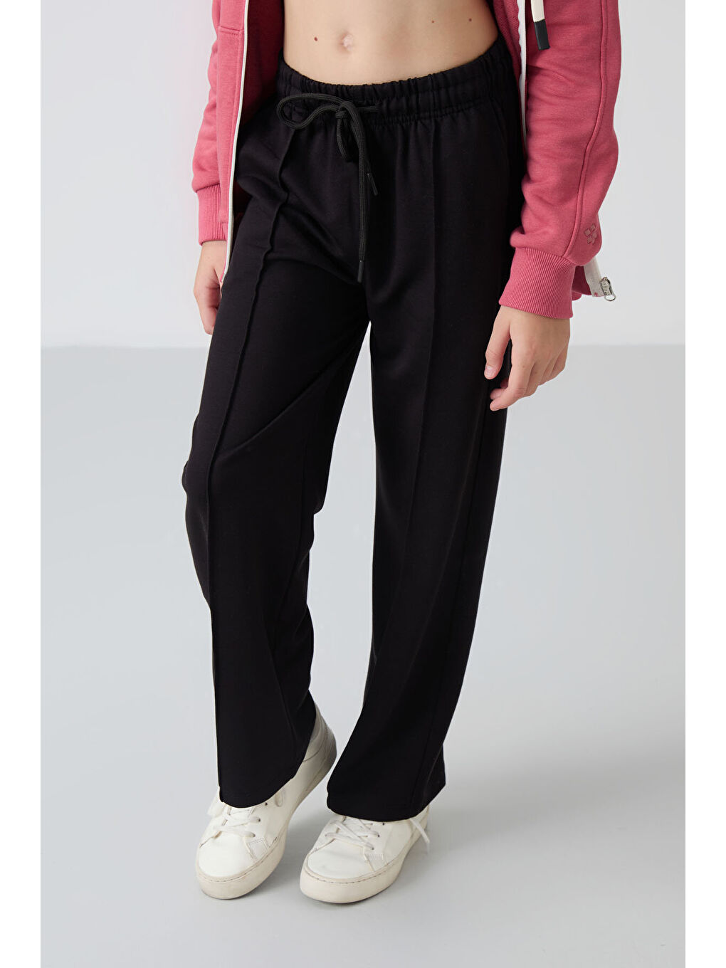 Standart Fit 2li Paket Siyah-Kar Melanj Kız Çocuk Eşofman Alt -75144-3