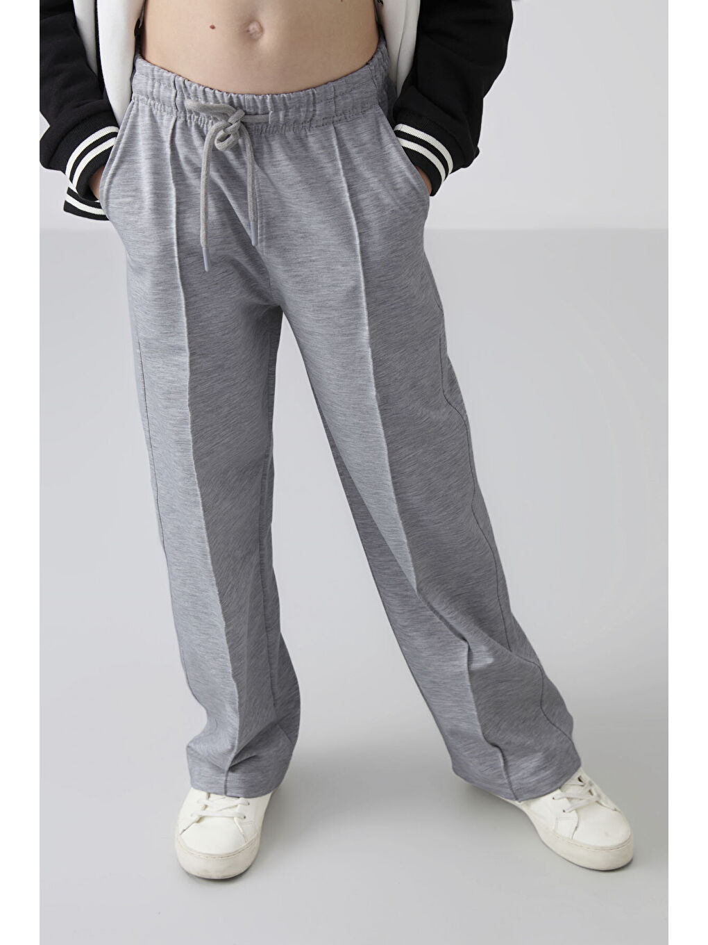 Standart Fit 2li Paket Siyah-Kar Melanj Kız Çocuk Eşofman Alt -75144-4