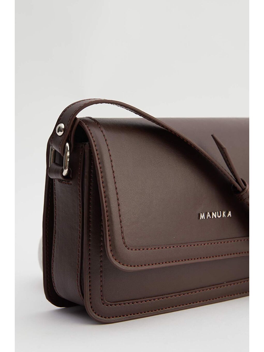 Kahverengi Kapaklı Omuz Çantası Acı Kahve-2