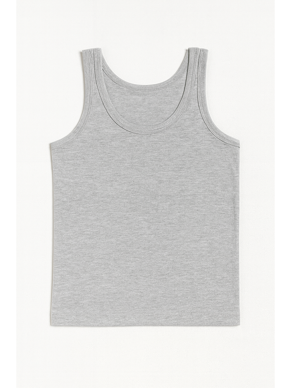 Erkek Çocuk %100 Pamuklu Ribana Kalın Askılı Atlet | Gri Melanj K0801