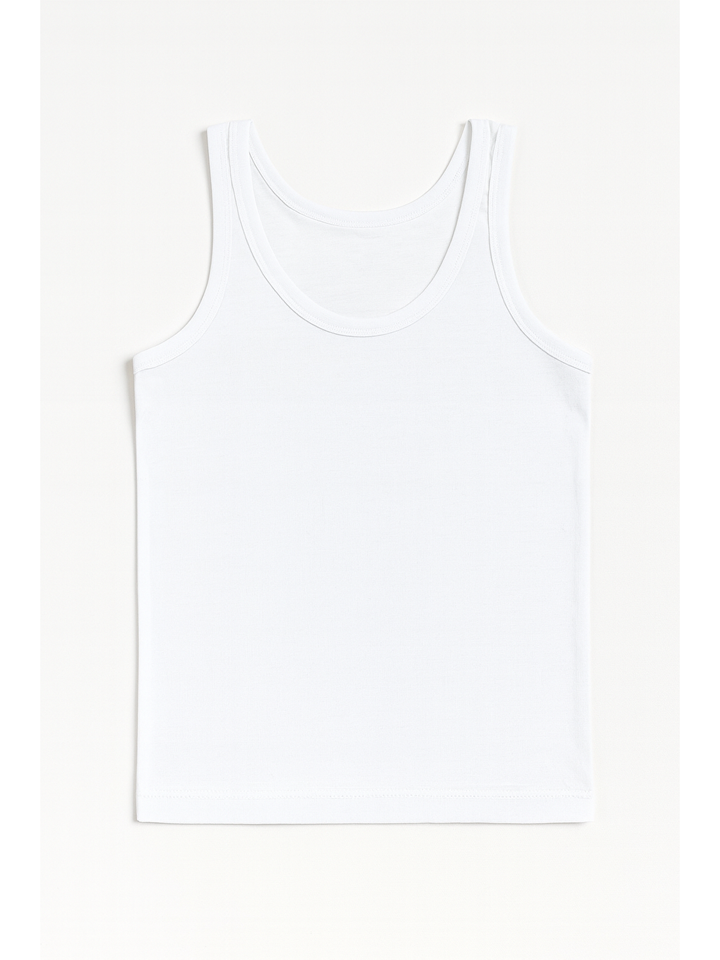 Erkek Çocuk %100 Pamuklu Ribana Kalın Askılı Atlet | Beyaz K0801