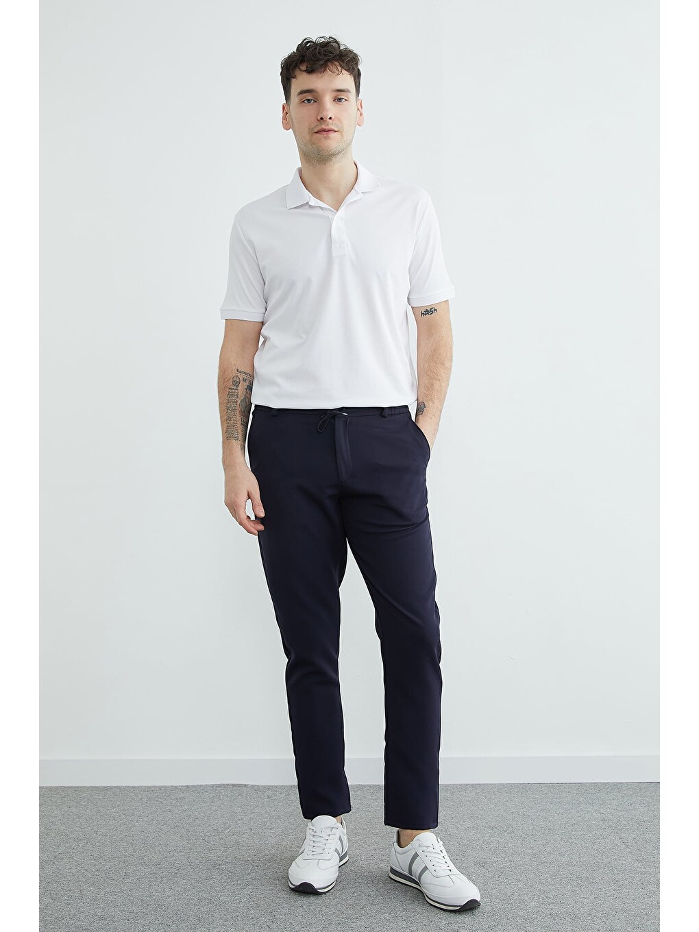 Lacivert Beli Lastikli Jogger Pantolon-2