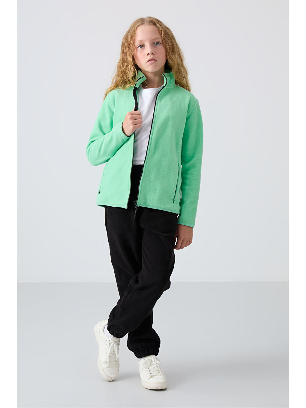 Standart Fit 2li Paket Siyah-Su Yeşili Kız Çocuk Polar Sweatshirt - 75154-1
