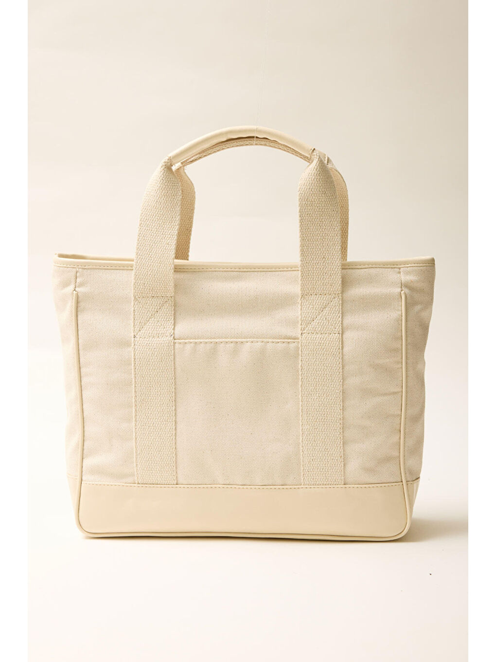 Bej Çok Cepli Midi Kanvas Çanta Natural-5