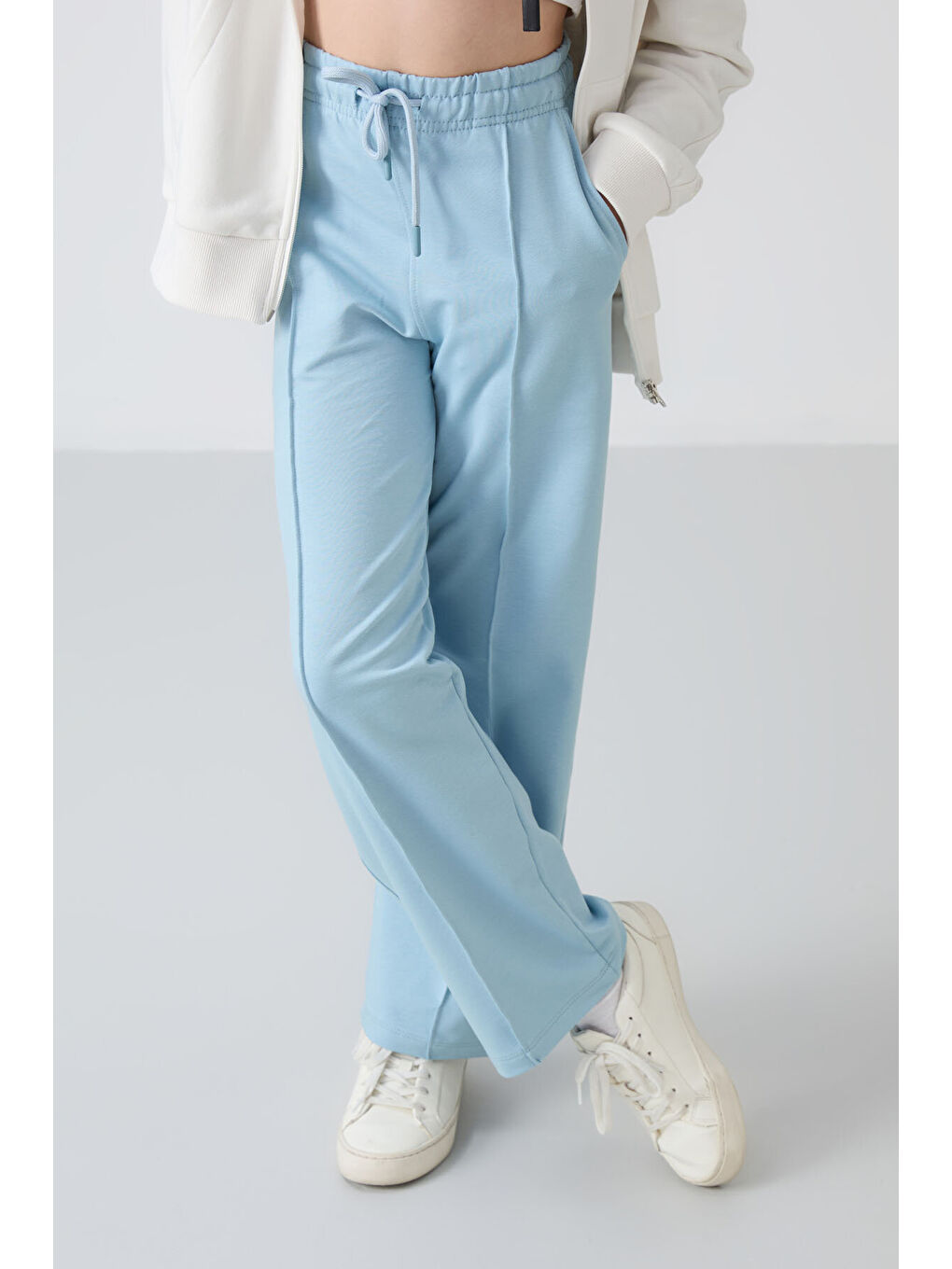 Standart Fit 2li Paket Açık Mavi-Parlament Kız Çocuk Eşofman Alt -75144-2