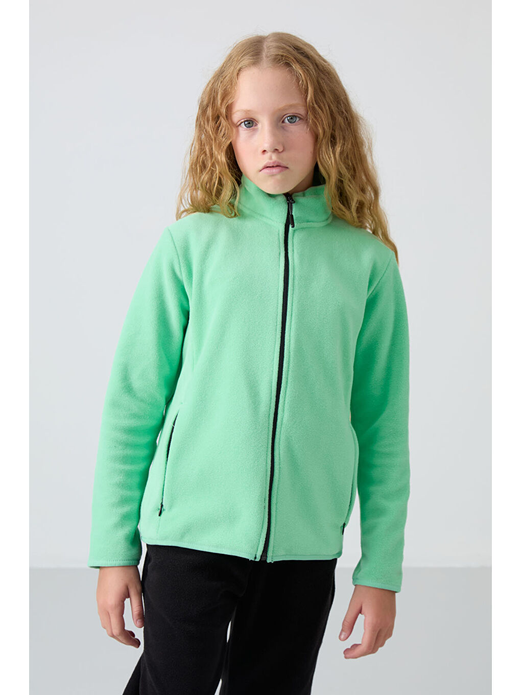 Standart Fit 2li Paket Siyah-Su Yeşili Kız Çocuk Polar Sweatshirt - 75154-3