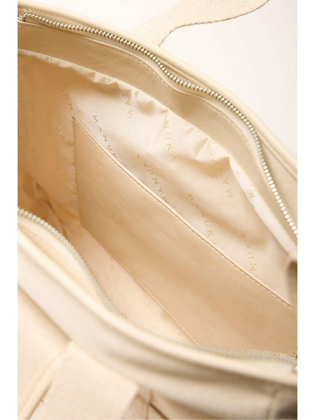 Bej Çok Cepli Midi Kanvas Çanta Natural-7