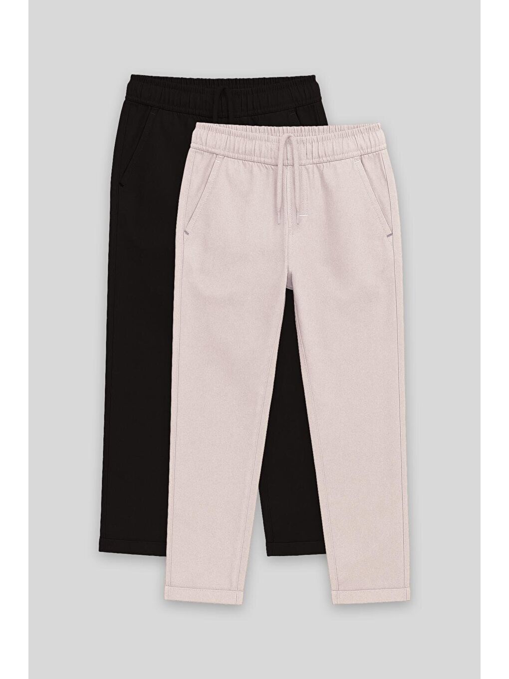 Standart Fit 2li Paket Siyah-Taş Erkek Çocuk Chino Pantolon - 11272