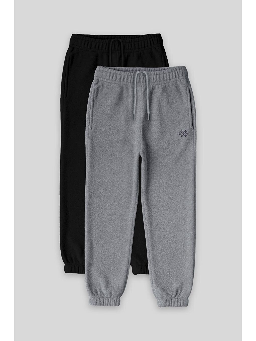 Standart Fit 2li Paket Siyah-Gri Melanj Kız Çocuk Eşofman Alt - 75155