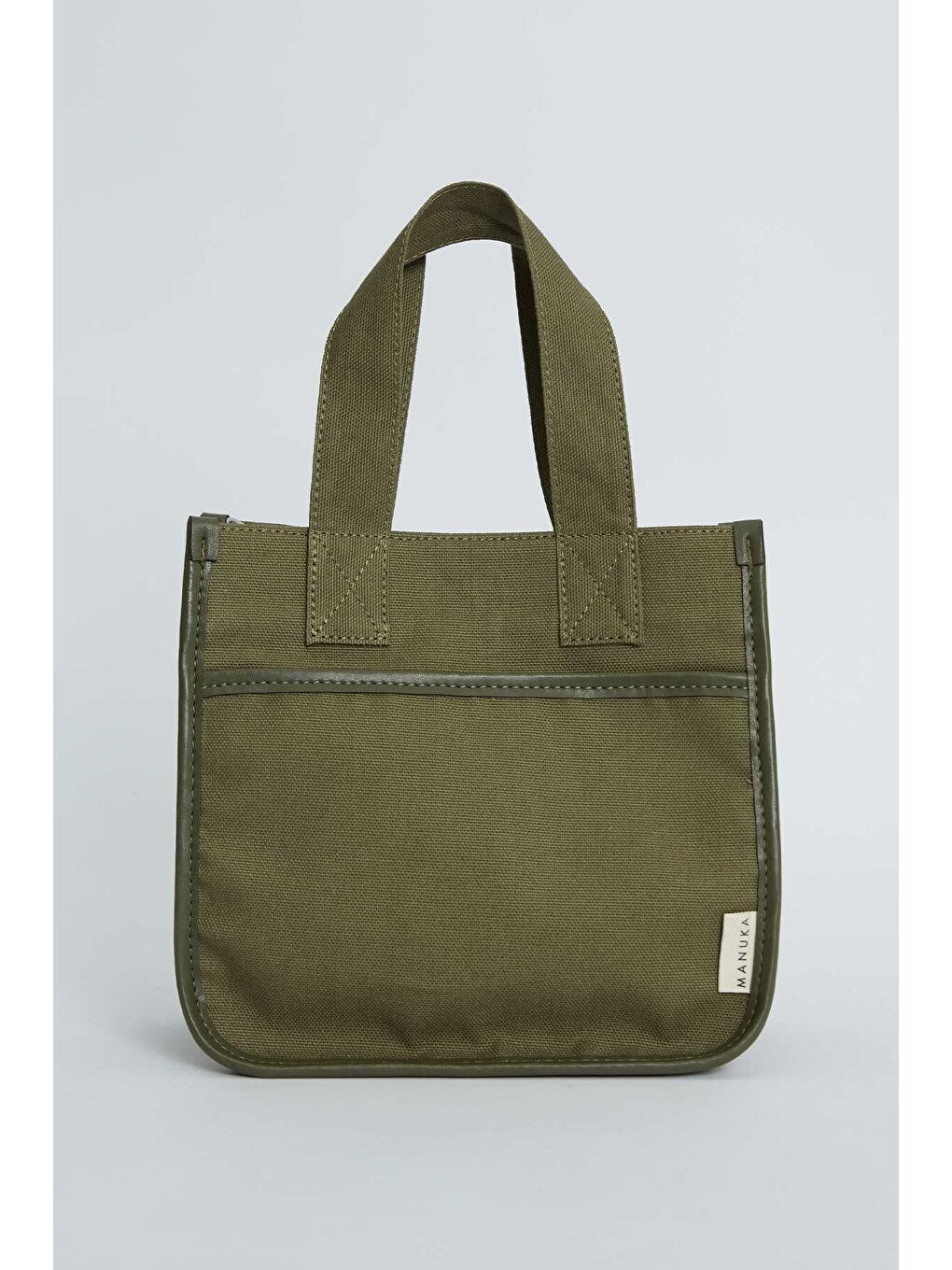 Cep Detaylı Kanvas Mini Çanta Haki-6