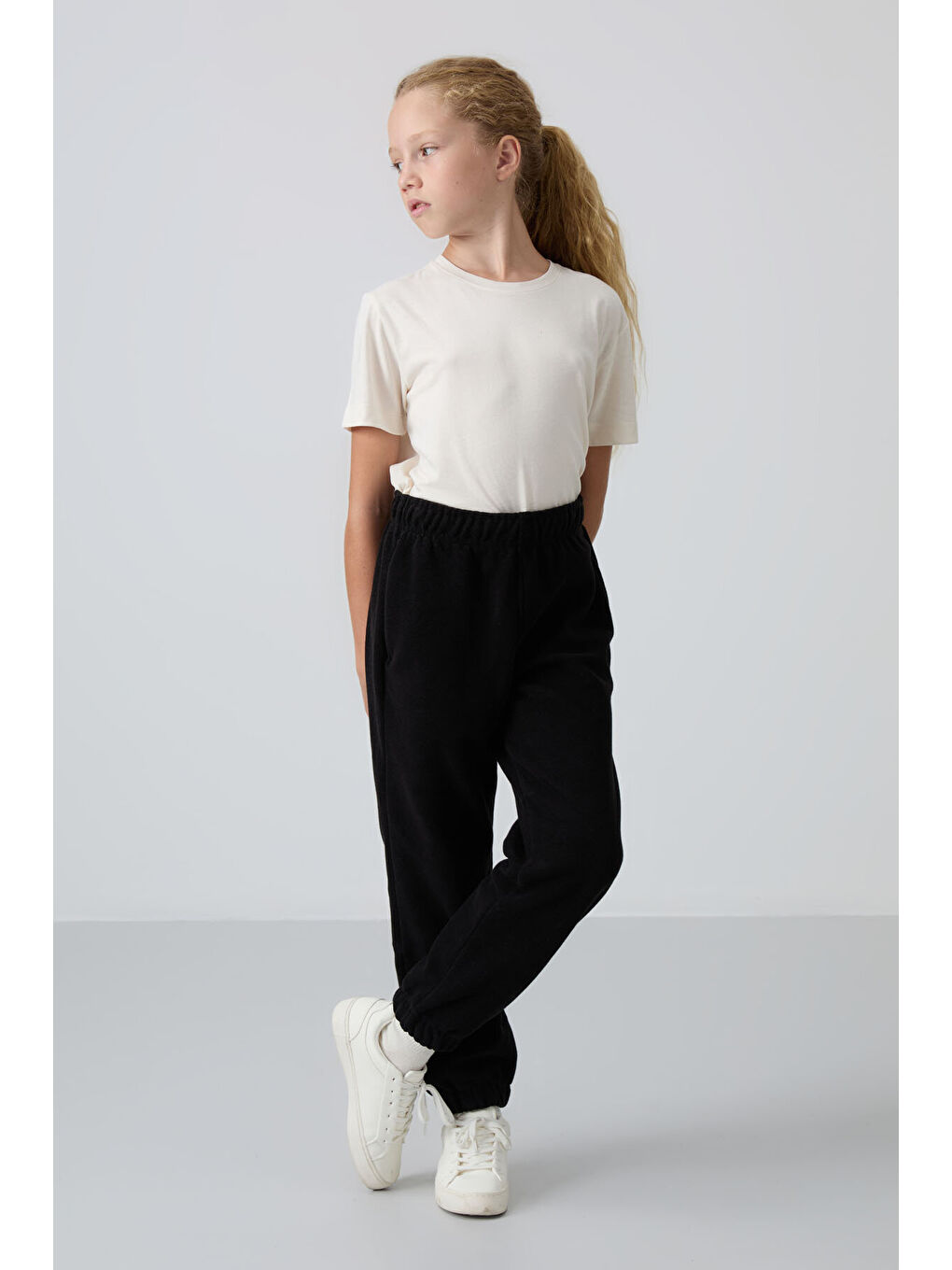 Standart Fit 2li Paket Siyah-Gri Melanj Kız Çocuk Eşofman Alt - 75155-4