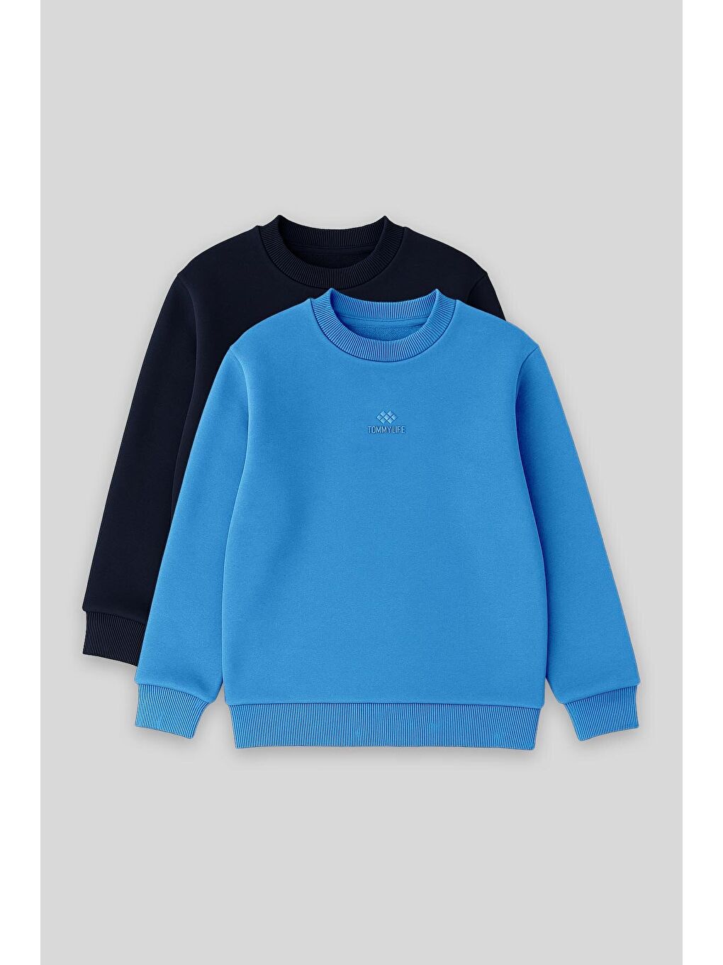 Standart Fit 2li Paket Lacivert-Saks Erkek Çocuk Sweatshirt - 11232