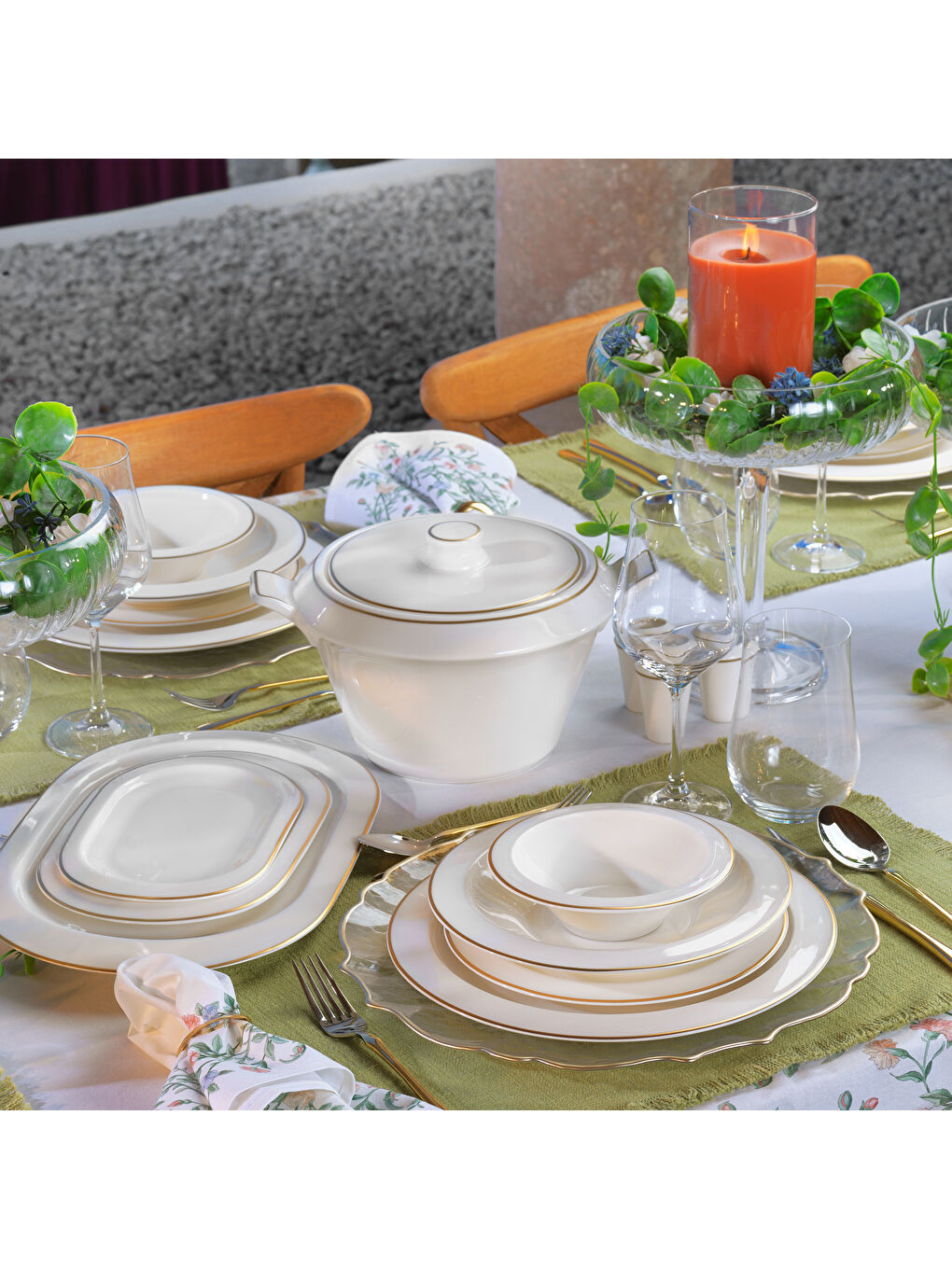 Sarı Tılsım Timeless Yemek Takımı 60 Parça-Gold-4