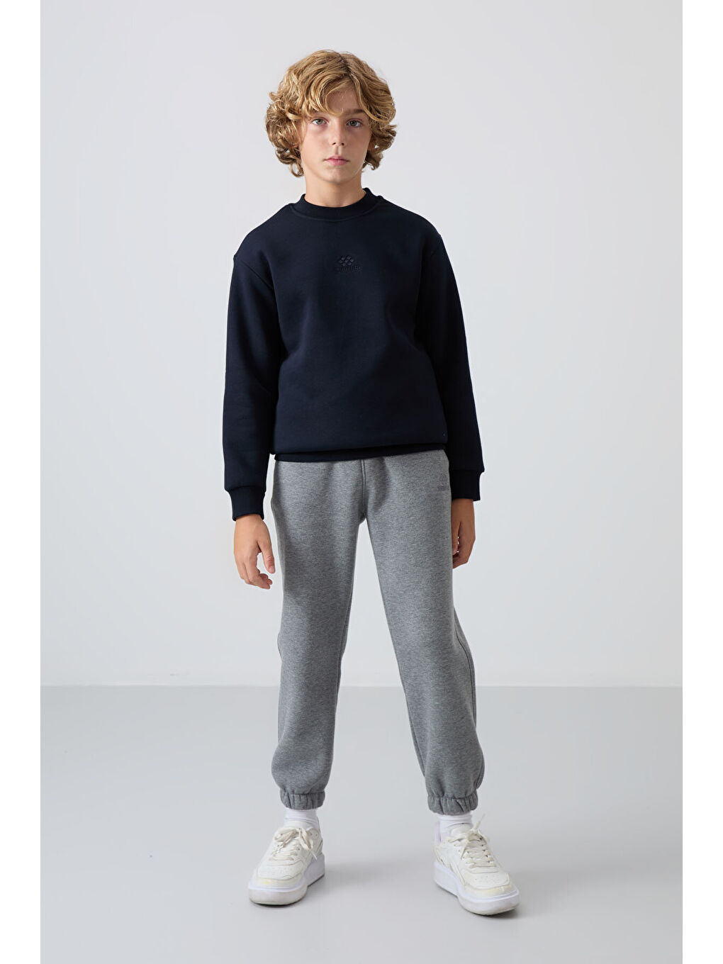 Standart Fit 2li Paket Lacivert-Saks Erkek Çocuk Sweatshirt - 11232-4