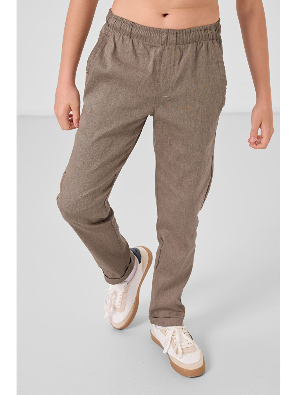 Kahverengi Standart Fit 2li Paket Camel-Taş Erkek Çocuk Chino Pantolon - 11272-2