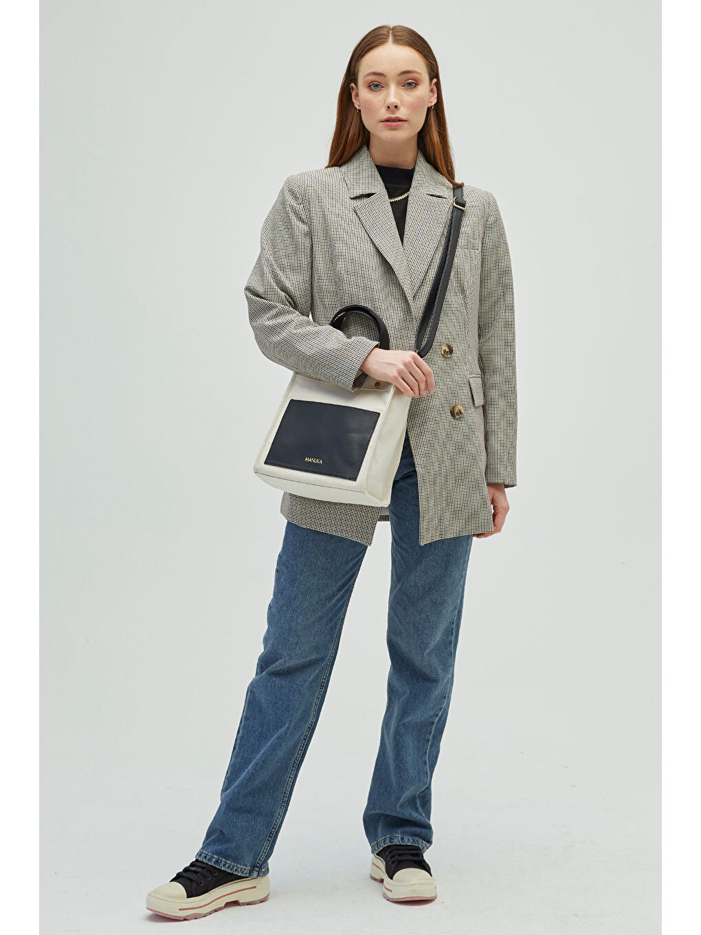 Deri Cepli Kanvas Çanta Siyah-3