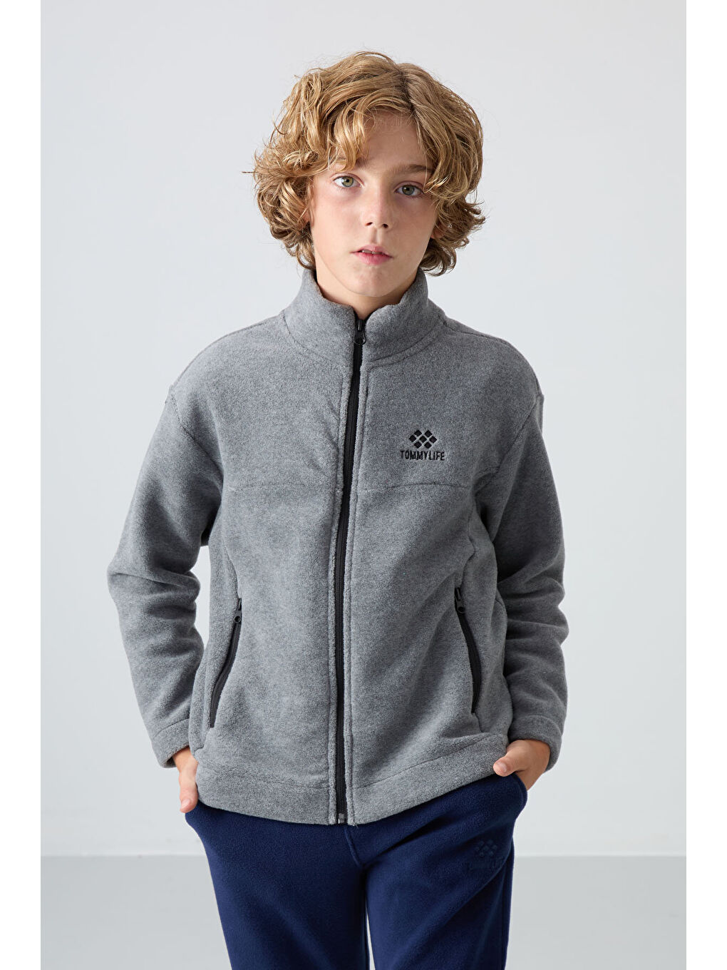 Standart Fit 2li Paket Siyah-Gri Melanj Erkek Çocuk Polar Sweatshirt - 11223-3