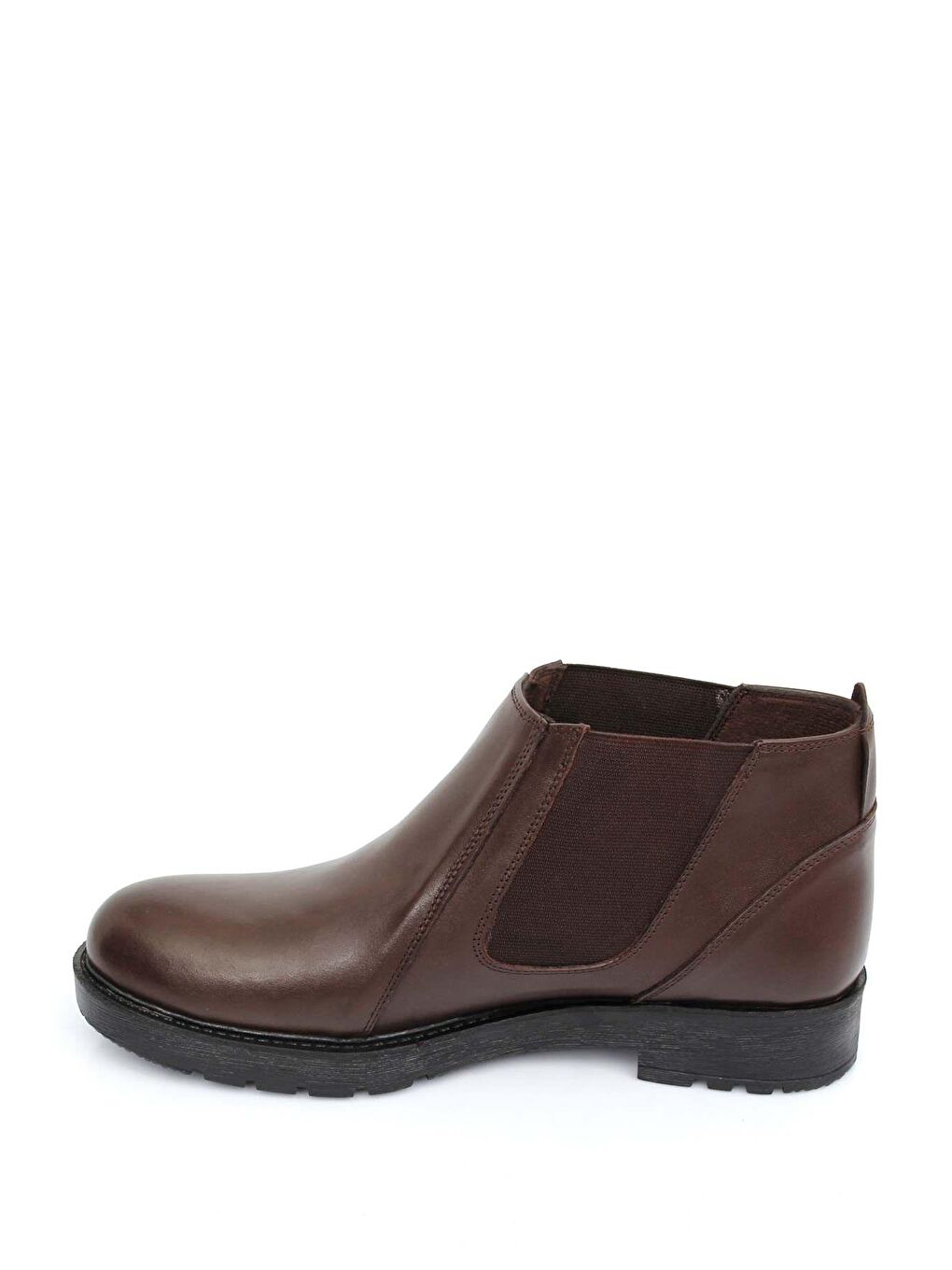 Kahverengi Hakiki Deri Yuvarlak Burun Kauçuk Taban Lastikli Günlük Erkek Bot 01206-4