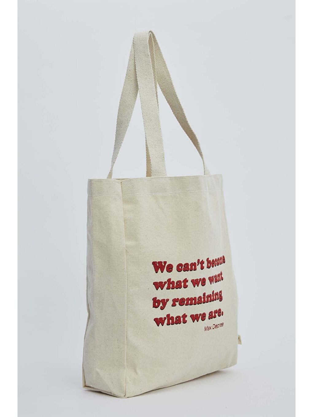 Bej Baskılı Körüklü Bez Çanta Max Depree-1