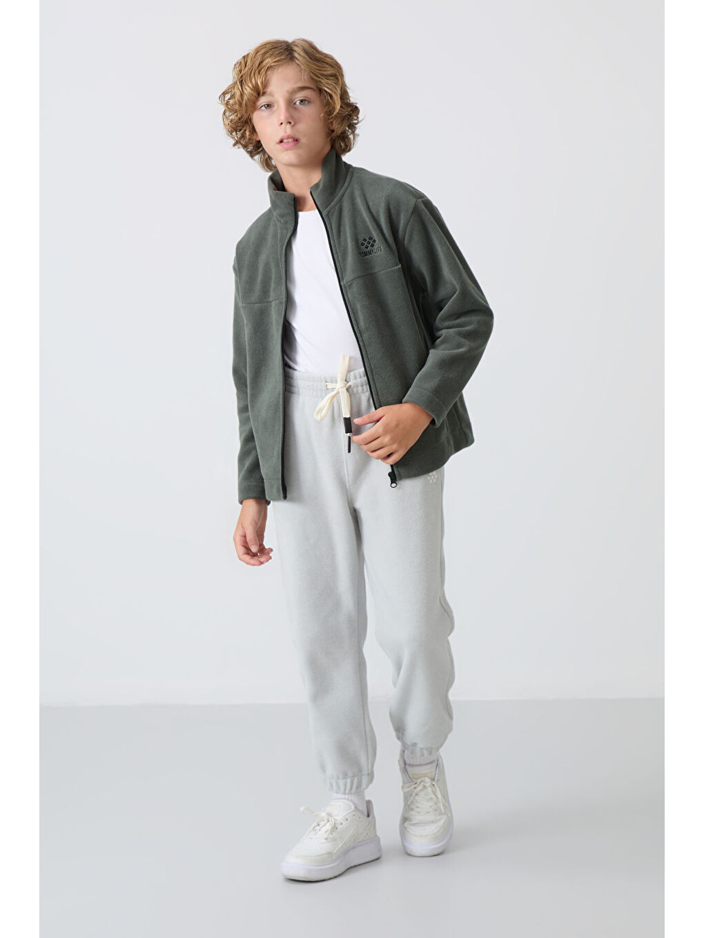 Standart Fit 2li Paket Siyah-Haki Erkek Çocuk Polar Sweatshirt - 11223-4