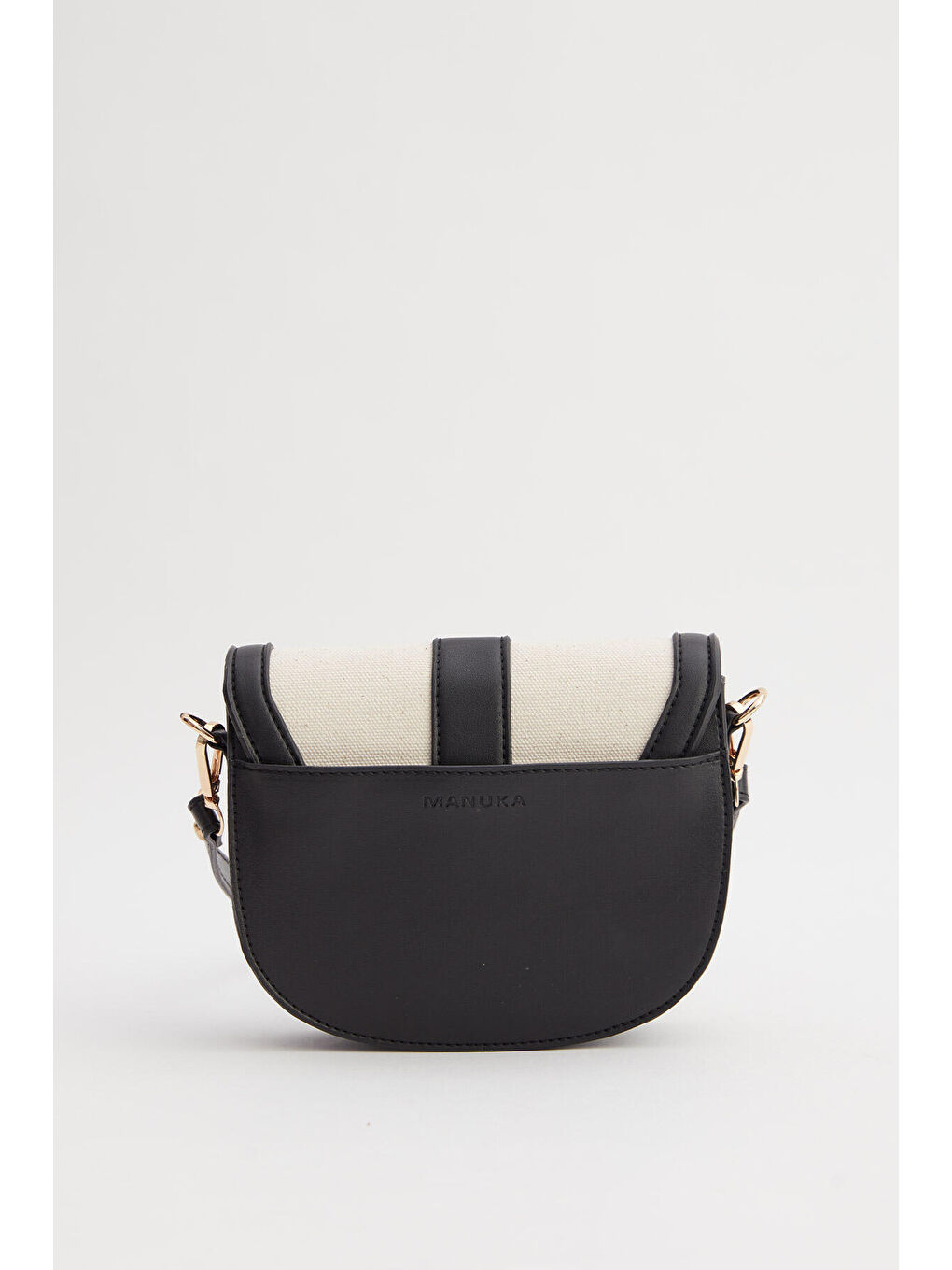 Kanvas Detaylı Tokalı Çanta Siyah-7