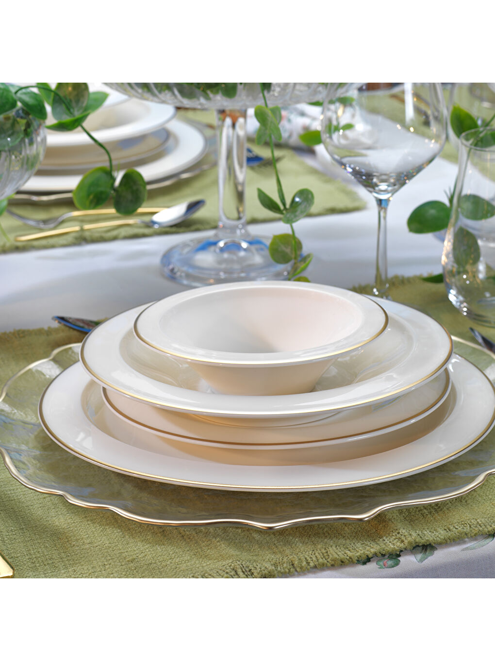 Sarı Tılsım Timeless Yemek Takımı 60 Parça-Gold-5