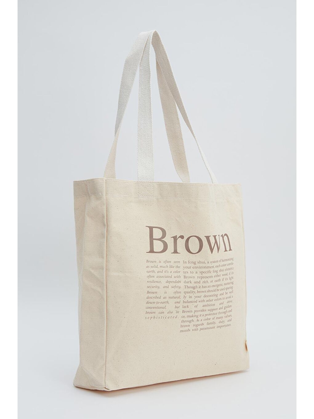 Bej Baskılı Körüklü Bez Çanta Brown