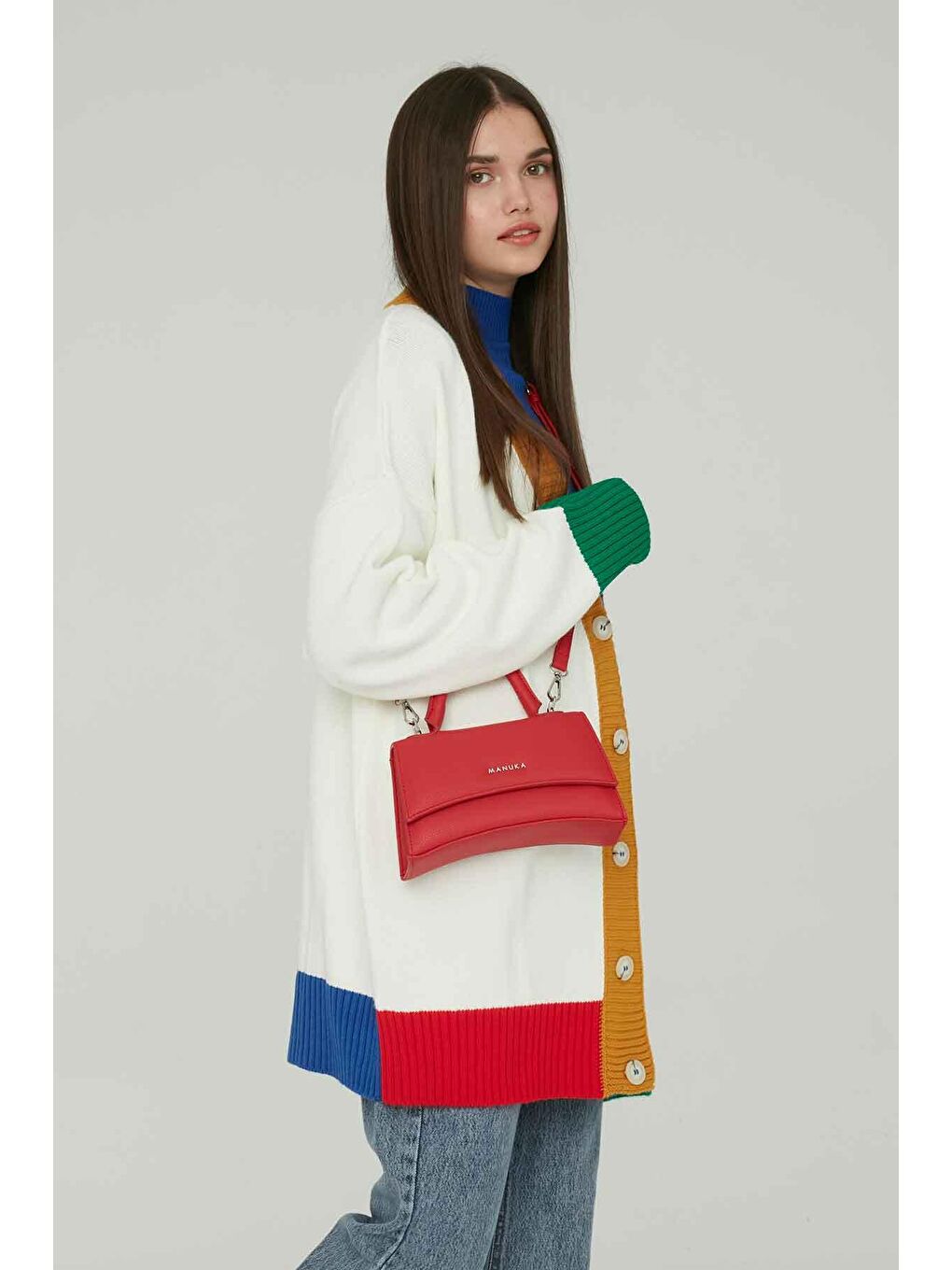 Dokulu Deri Çanta Kırmızı-1