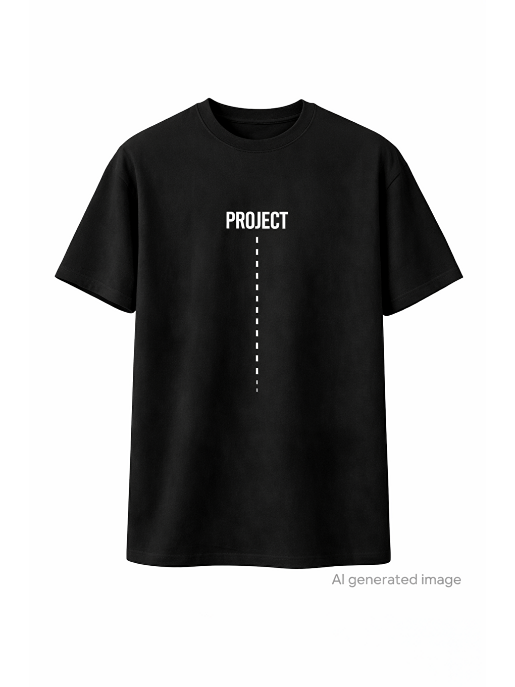 Unisex Bisiklet Yaka Baskılı Oversize T-Shirt - Siyah