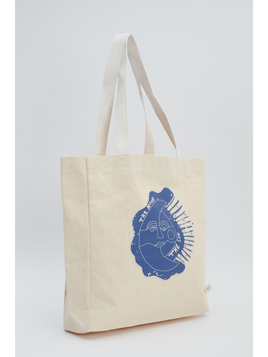 Bej Baskılı Körüklü Bez Çanta Moon-2