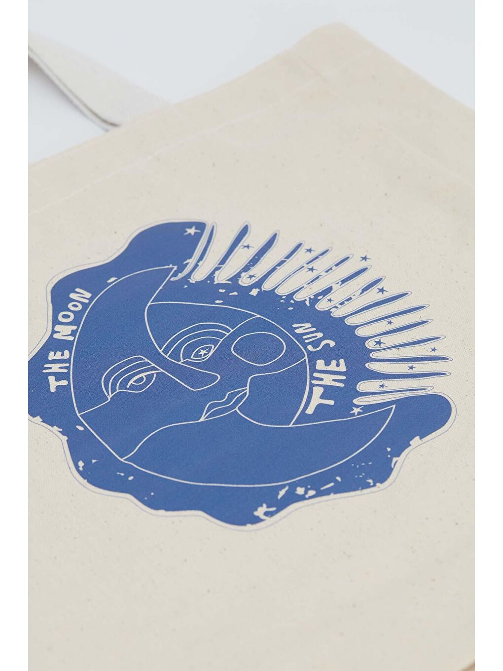 Bej Baskılı Körüklü Bez Çanta Moon-3