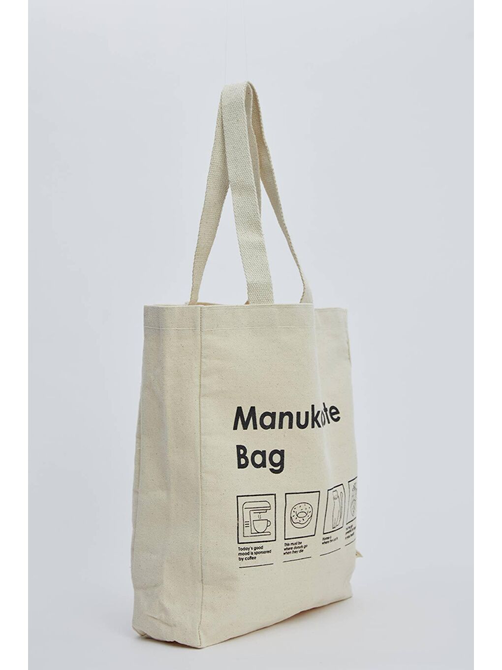 Bej Baskılı Körüklü Bez Çanta Manuka Tote Bag-1
