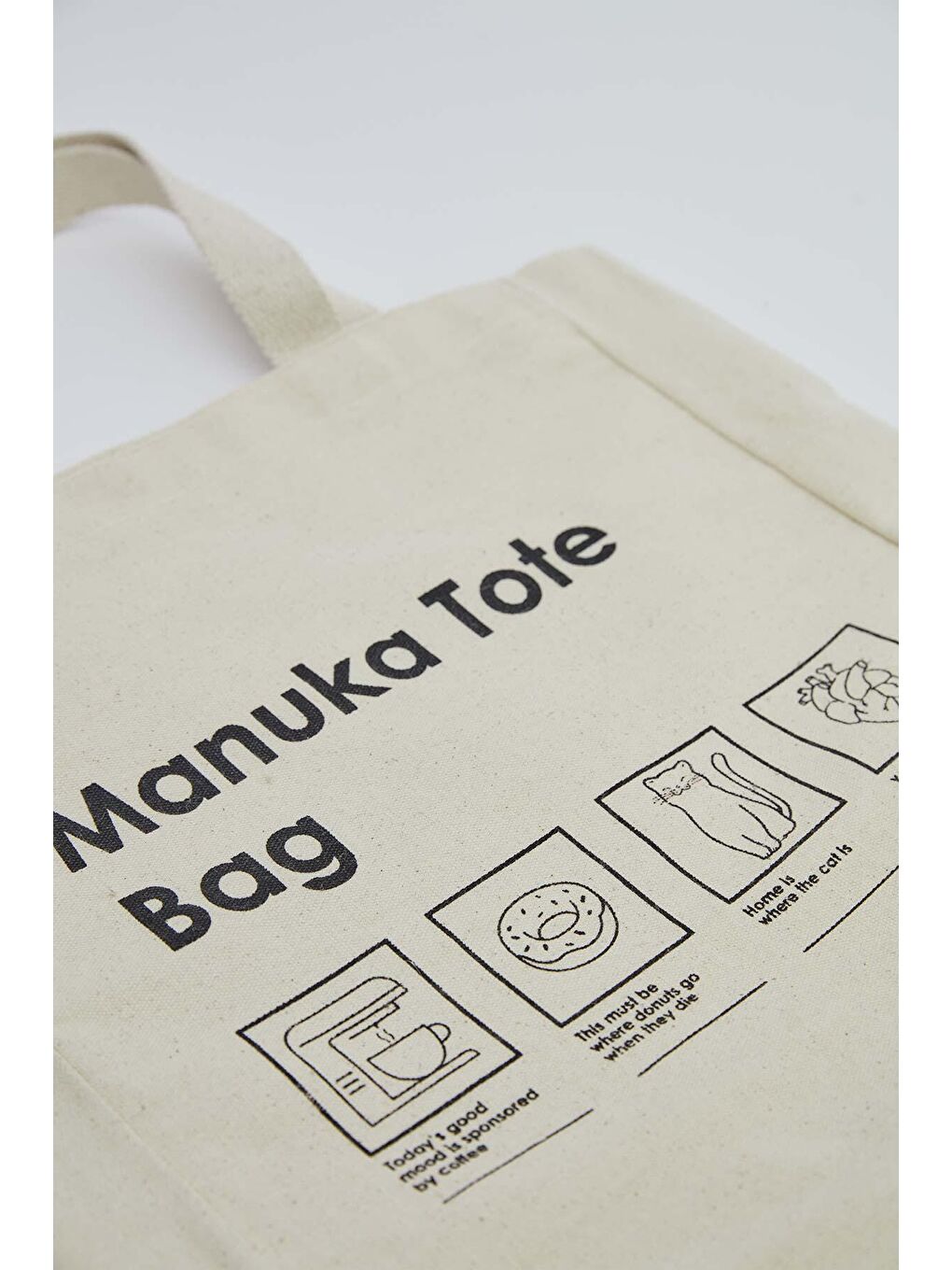 Bej Baskılı Körüklü Bez Çanta Manuka Tote Bag-2