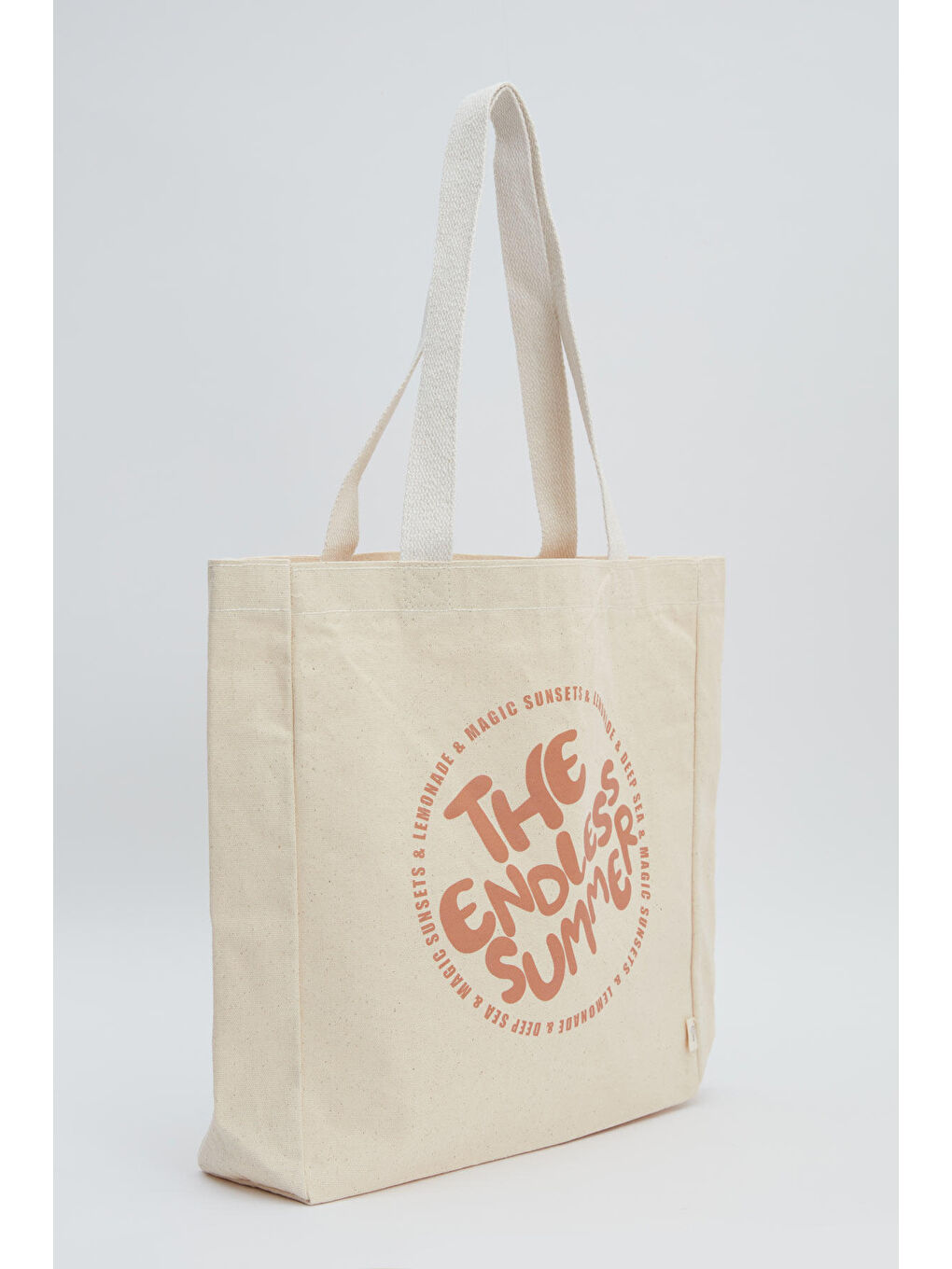 Bej Baskılı Körüklü Bez Çanta Summer-2