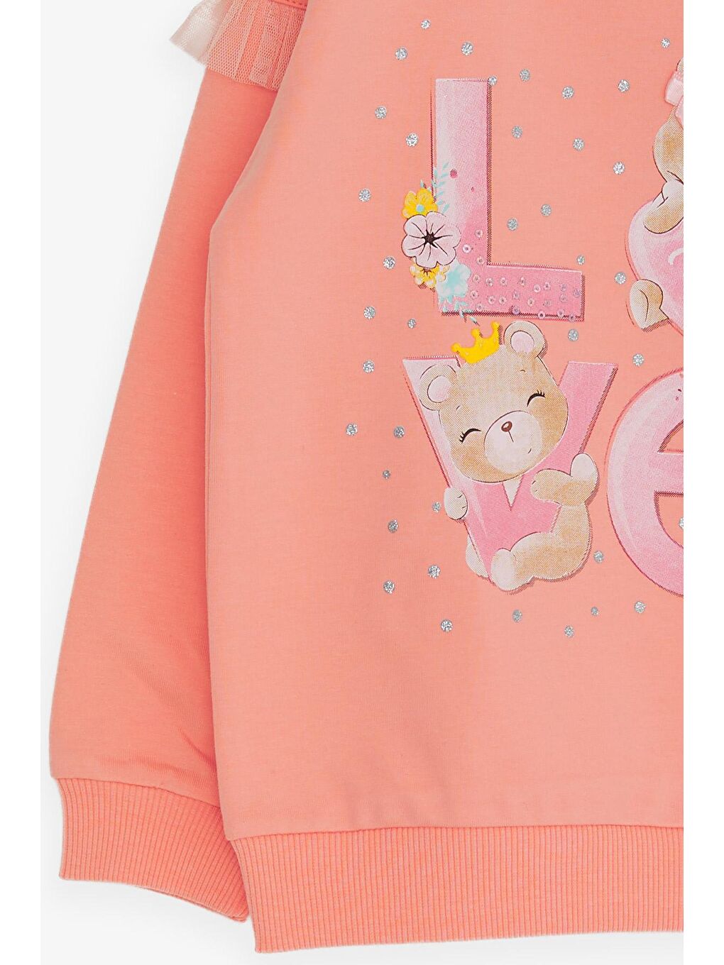 Pembe Kız Çocuk Sweatshirt Ayıcık Baskılı Somon (1-3 Yaş)-3