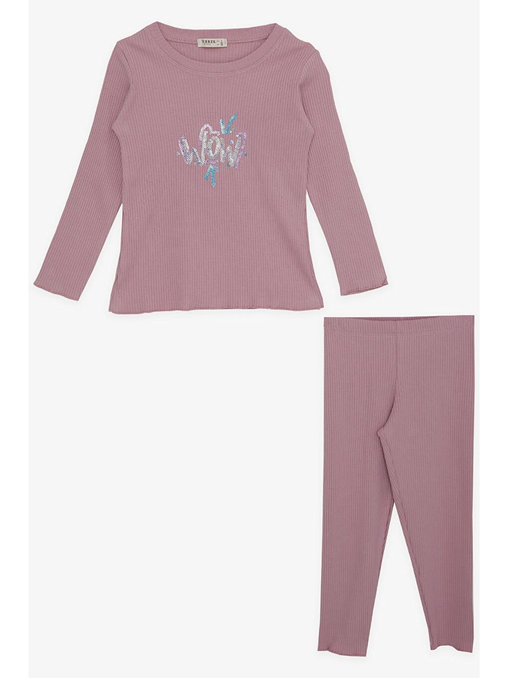 Pembe Kız Çocuk Tayt Takımı Pullu Yazı Baskılı Gülkurusu (1.5-4 Yaş)