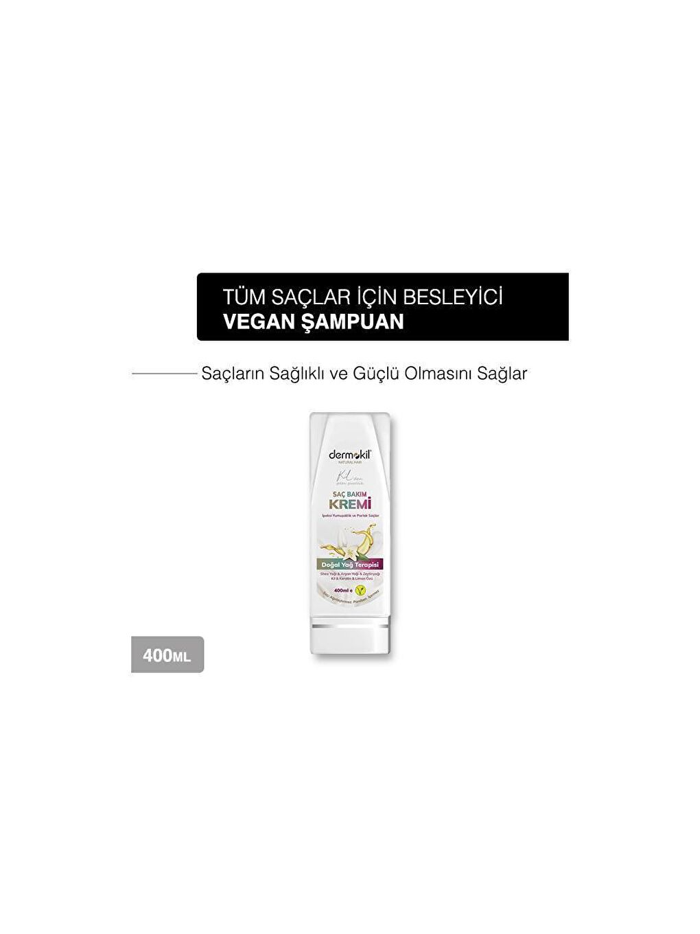 DERMOKIL Beyaz-Gri L Vegan İpeksi Yumuşaklık Ve Parlak Saçlar İçin Saç Kremi 400 ml - 1