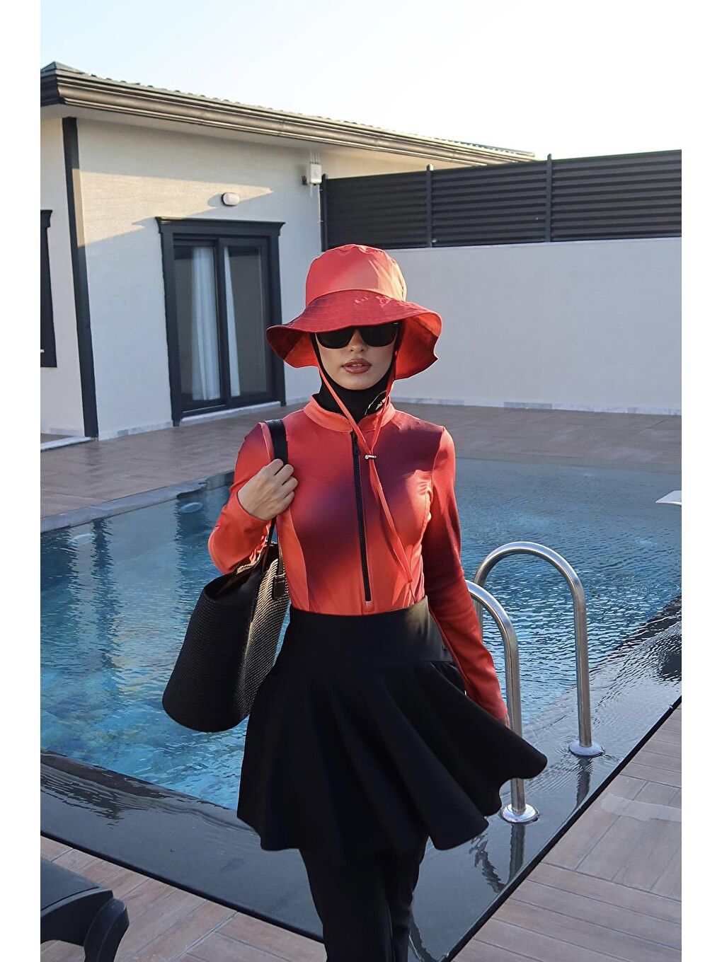 Tesettür Mayo Tenisçi Etek Siyah-8